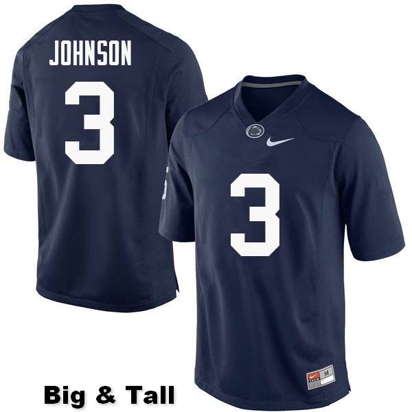 NCAA Nike Men's Penn State Nittany Lions Donovan Johnson #3 College Football Authentic Big & Tall Navy Stitched Jersey WFF1298RM